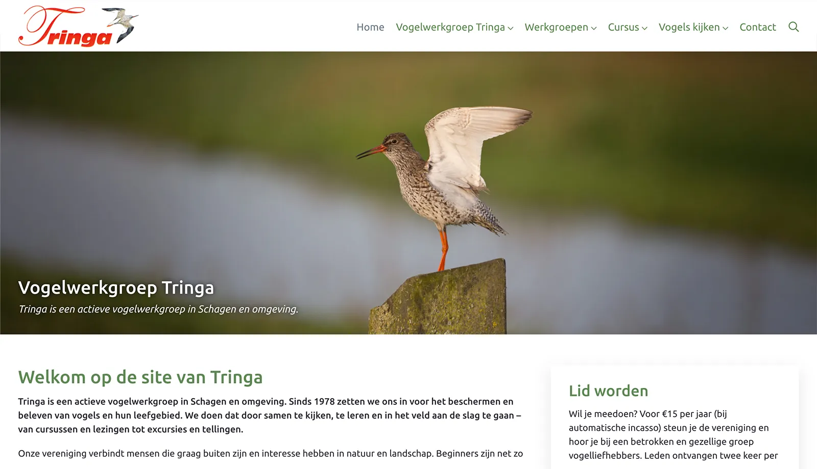Screenshot van Vogelwerkgroep Tringa